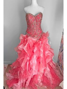 Fiesta Collection House of Wu Fiesta Coral Pink Quinceanera Ball Gown